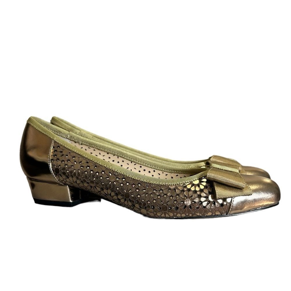 Ros Hommerson bronze Trisha metallic / patent leather flats in a size 9.5SS new - Picture 2 of 14